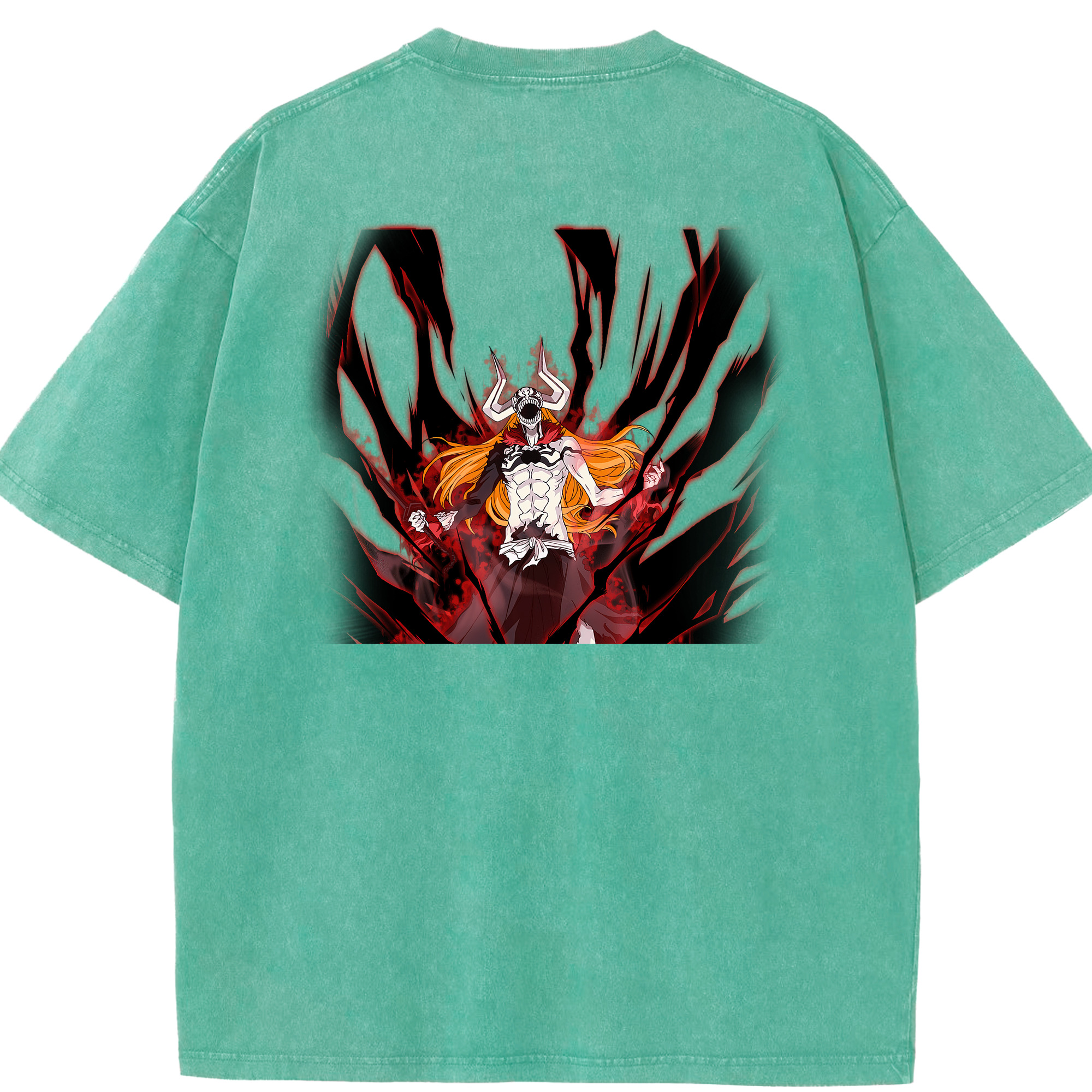 （画像用） ブリーチ 黒崎一護（くろさき いちご）BLEACH Kurosaki Ichigo 綿100% ヴィンテージ風 半袖Tシャツ（背面プリント）